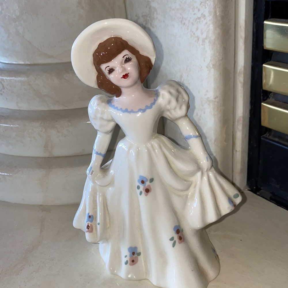 Florence Ceramics Double Section Bud Vase Vintage 1942-1964 Female in Bonnet